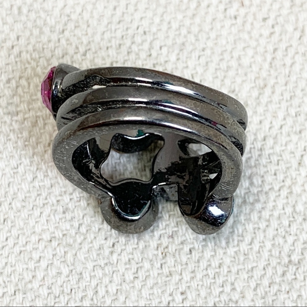 Gunmetal multi colored Fun Rhinestone Ring 7 - Picture 3 of 5